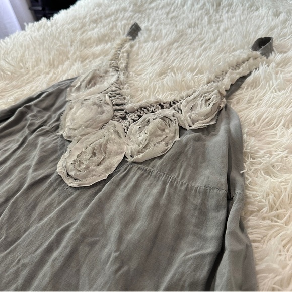 Boho Tiered Mini Dress with 3D Rosette Trim | Made in Italy | Size 10 - Picture 11 of 13